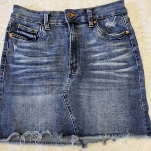 Kendall + Kylie Denim Mini Skirt Womens 27 High Rise Raw Hem Distressed